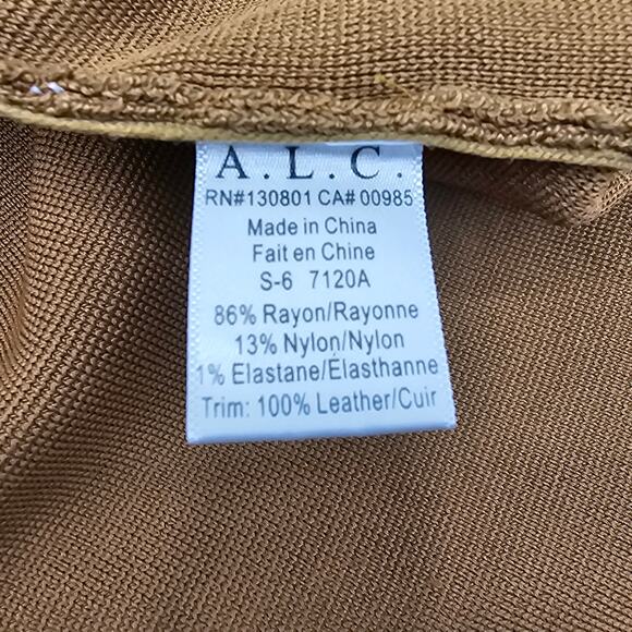 Revolve A.L.C. Womans size L Beige Sleeveless Knit midi dress leather details - Picture 7 of 8